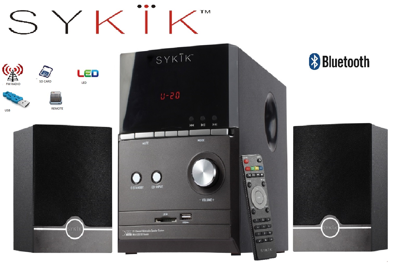 Sykik Sound SPME51 RB, powerful Bluetooth sound system, with 5"